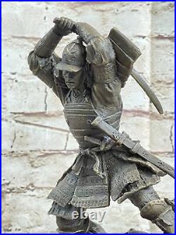 Vintage Bronze Japanese Shogun Samurai Warrior Statue Hand Made with Stand