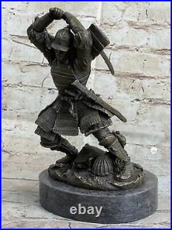 Vintage Bronze Japanese Shogun Samurai Warrior Statue Hand Made with Stand Gift