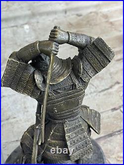 Vintage Bronze Japanese Shogun Samurai Warrior Statue Hand Made with Stand Gift