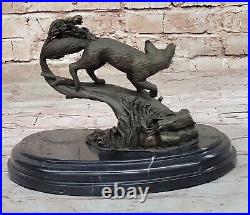 Vintage Bronze Metal Running Fox in Tux Statue Hand Made Sculpture Artwork