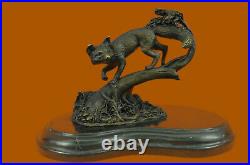 Vintage Bronze Metal Running Fox in Tux Statue Hand Made Sculpture Figurine Gift
