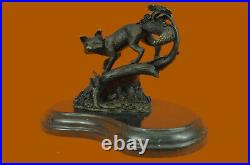 Vintage Bronze Metal Running Fox in Tux Statue Hand Made Sculpture Figurine Gift