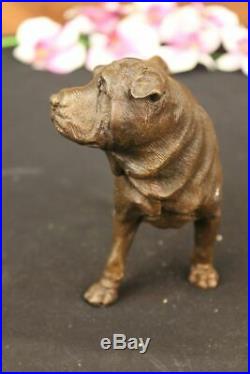 Vintage Bronze Metal Shar Pei Figurine Art Metal Dog Statue Hand Made Figurine