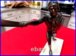 Vintage Bronze Statue Made in Greece Roman Soldier with Marble Base L2.24