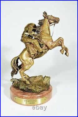 Vintage Carl KAUBA Vienna Bronze Horseman Figure ° Vaquero Latin American Shepherd