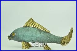 Vintage European Bronze Koi Fish Statue All Hand Made, Excellent Condition Decor