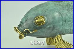 Vintage European Bronze Koi Fish Statue All Hand Made, Excellent Condition Decor
