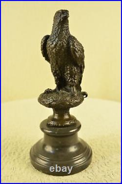 Vintage European Made bronze copper Round seat Standing Eagle hawk Statues
