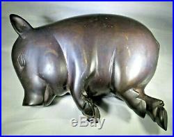 Vintage Hand Made Rare Bronze Sleeping Pig Statue Japanese Chinese Figurine