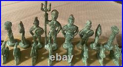 Vintage Handmade Oxidized Bronze Poseidon Chess Set -Made in Greece