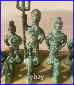 Vintage Handmade Oxidized Bronze Poseidon Chess Set -Made in Greece