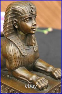 Vintage Large Fabulous Sphinx Bronze Statues Egyptian Pharoah Lion Hand Made Lrg