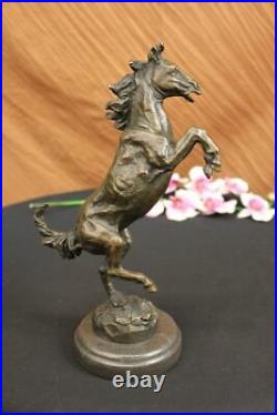 Vintage Made in Spain Metal Rearing Horse and Man Statue 100% Real Bronze Figure
