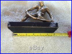 Vintage Man Bending Bow Bronze Statue. Made in France