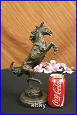 Vintage Metal Rearing Horse and Man Statue Pure Real Bronze Made in Spain Statue