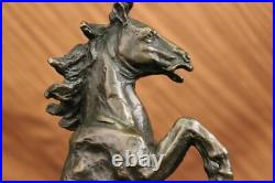 Vintage Metal Rearing Horse and Man Statue Pure Real Bronze Made in Spain Statue