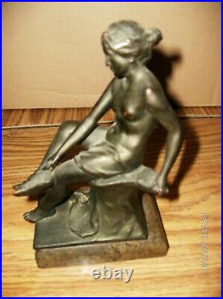 Vintage Nude Greek Women Statue Sitting Model #6124 Made of Bronze or Potmetal