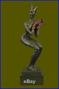 Vintage Numbered ART DECO Jester Lady Statue Made by Lost Wax Method METAL