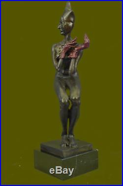 Vintage Numbered ART DECO Jester Lady Statue Made by Lost Wax Method METAL