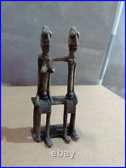 Vintage Pair of African Bronze Dogon Tribal Mali Bull 2? Statue