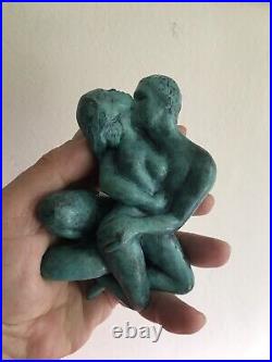 Vintage Rare Cold Painted Hand Made Nude Couple? Bronze Statue The Kiss Of Life