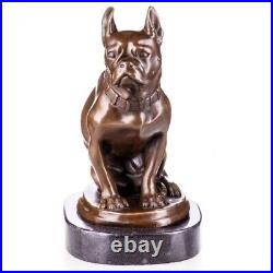 Vintage Signed Dog Statue Made on Bronze Mounted on a Black Marble Base