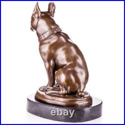 Vintage Signed Dog Statue Made on Bronze Mounted on a Black Marble Base