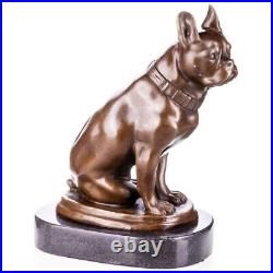 Vintage Signed Dog Statue Made on Bronze Mounted on a Black Marble Base