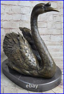 Vintage Solid Bronze Swan Bookend Art Deco Made In Spain Statue Figurine Figure