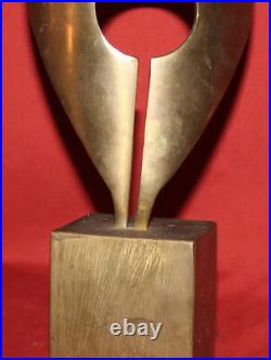 Vintage hand made bronze abstract art work statuette heart