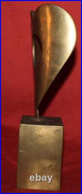 Vintage hand made bronze abstract art work statuette heart