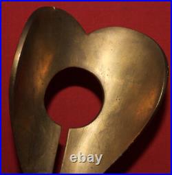 Vintage hand made bronze abstract art work statuette heart