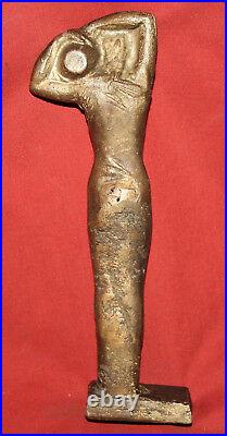 Vintage hand made heavy bronze art work statuette woman Aquarius