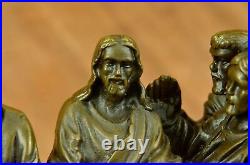 Vintage rare large hand made bronze religious last supper church Sculpture Art