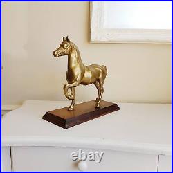 Vintage statue horse made of Bronze, Wooden base