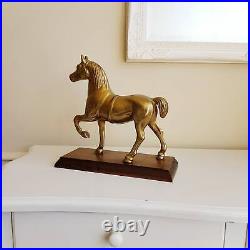 Vintage statue horse made of Bronze, Wooden base