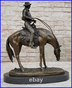 Western American Americana Old School Made by Lost Wax Cowboy Bronze Statue