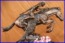 Western Art Cheyenne Indian Warrior on Horse Bronze Statue Remington Hand Made