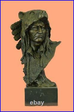 Western Art Native Indian Chief Hot Cast Hand Made Bronze Figurine Figure Statue