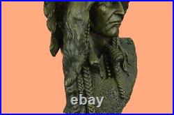 Western Art Native Indian Chief Hot Cast Hand Made Bronze Figurine Figure Statue