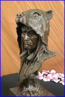 Western Art Native Indian Chief Hot Cast Hand Made Bronze Statue Figurine Figure