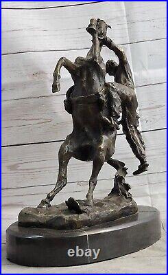 Western Art Vintage Copper Bronze Statue-Horse and Man Hand Made Hot Cast