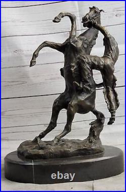 Western Art Vintage Copper Bronze Statue-Horse and Man Hand Made Hot Cast Statue