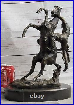 Western Art Vintage Copper Bronze Statue-Horse and Man Hand Made Hot Cast Statue