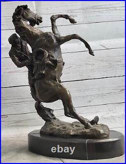 Western Art Vintage Copper Bronze Statue-Horse and Man Hand Made Hot Cast Statue