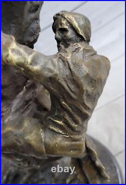 Western Art Vintage Copper Bronze Statue-Horse and Man Hand Made Hot Cast Statue