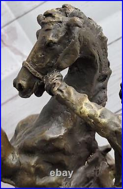 Western Art Vintage Copper Bronze Statue-Horse and Man Hand Made Hot Cast Statue