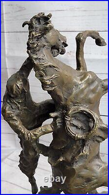 Western Art Vintage Copper Bronze Statue-Horse and Man Hand Made Hot Cast Statue