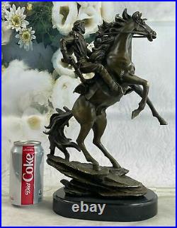 Western bronze statue Hot Cast by Kamiko, cowboy on horse Hand Made Sculpture NR