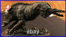 Wild Pig Boar Bronze Animal Sculpture Statue Signed Hand Made Figurine Figure